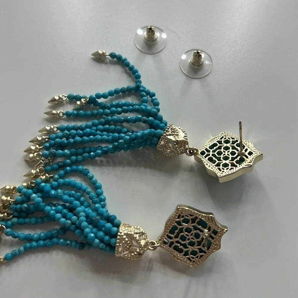 Kendra Scott Misha tassel Dangle Turquoise Earrings- LIKE NEW!